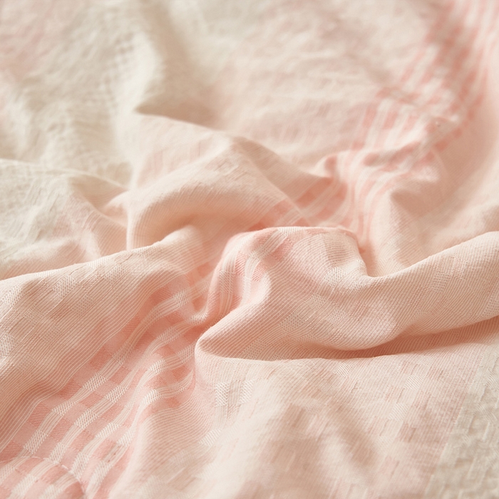 91家纺网 家纺一手货源 找家纺 简如 2026新款色织提花新疆棉花夏凉被四件套-织雅系列 织雅-粉