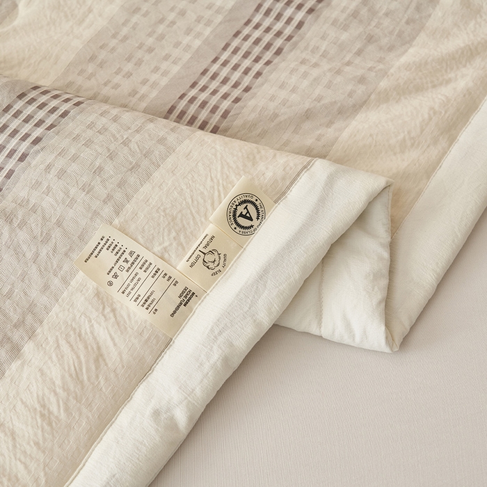 91家纺网 家纺一手货源 找家纺 简如 2026新款色织提花新疆棉花夏凉被四件套-织雅系列 织雅-灰