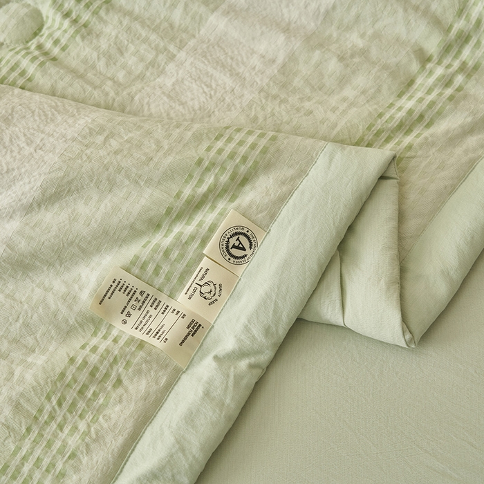 91家纺网 家纺一手货源 找家纺 简如 2026新款色织提花新疆棉花夏凉被四件套-织雅系列 织雅-绿