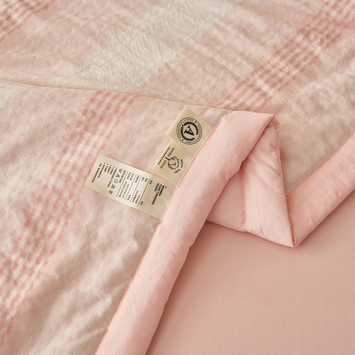 91家纺网 家纺一手货源 找家纺 简如 2026新款色织提花新疆棉花夏凉被四件套-织雅系列 织雅-粉