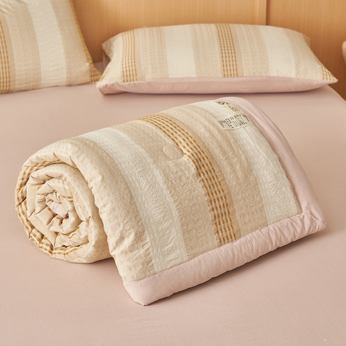 91家纺网 家纺一手货源 找家纺 简如 2026新款色织提花新疆棉花夏凉被四件套-织雅系列 织雅-驼