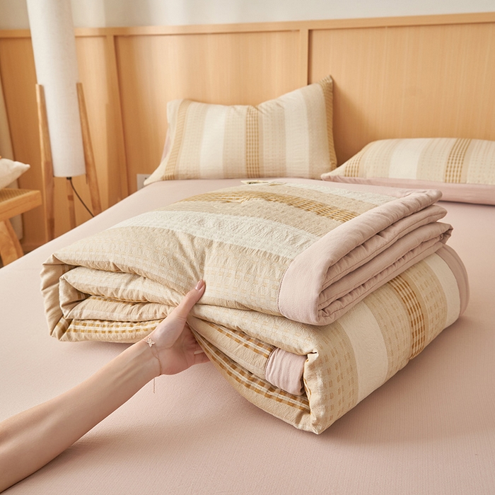 91家纺网 家纺一手货源 找家纺 简如 2026新款色织提花新疆棉花夏凉被四件套-织雅系列 织雅-驼