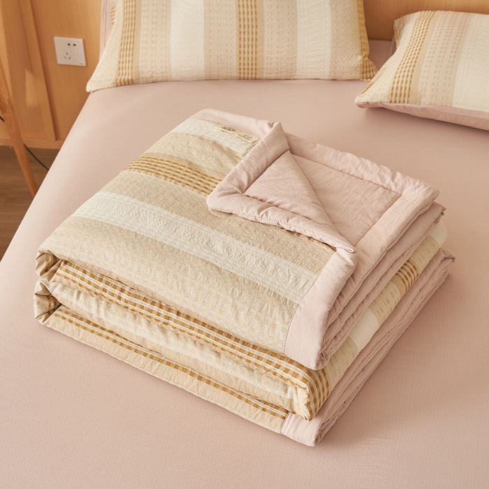 91家纺网 家纺一手货源 找家纺 简如 2026新款色织提花新疆棉花夏凉被四件套-织雅系列 织雅-驼