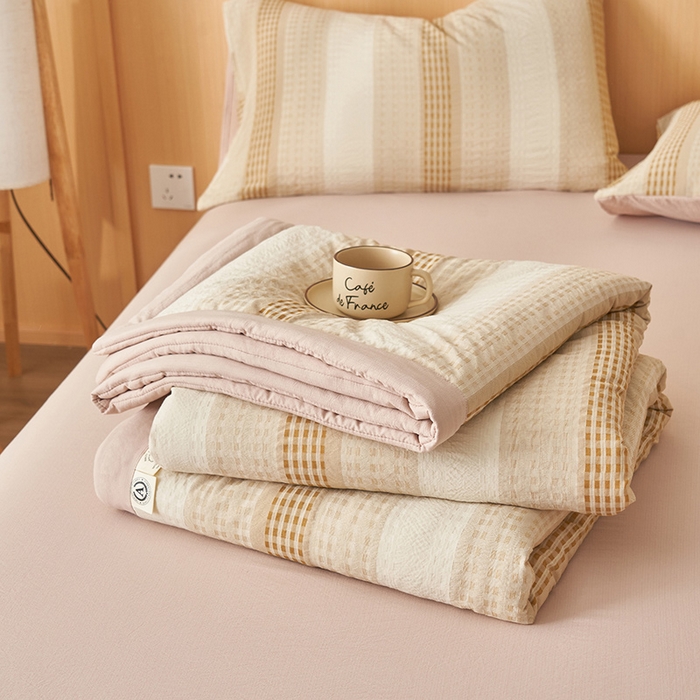 91家纺网 家纺一手货源 找家纺 简如 2026新款色织提花新疆棉花夏凉被四件套-织雅系列 织雅-驼