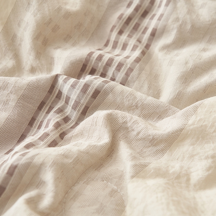 91家纺网 家纺一手货源 找家纺 简如 2026新款色织提花新疆棉花夏凉被四件套-织雅系列 织雅-灰