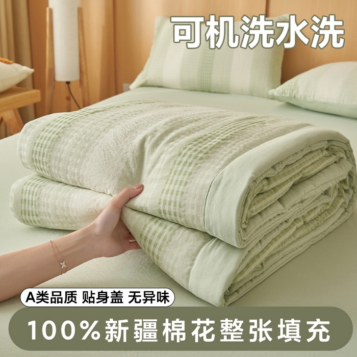 简如 2026新款色织提花新疆棉花夏凉被四件套-织雅系列 织雅-绿