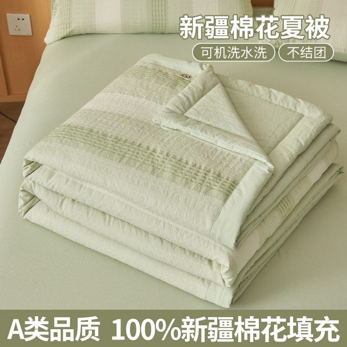 91家纺网 家纺一手货源 找家纺 简如 2026新款色织提花新疆棉花夏凉被四件套-织雅系列 织雅-绿