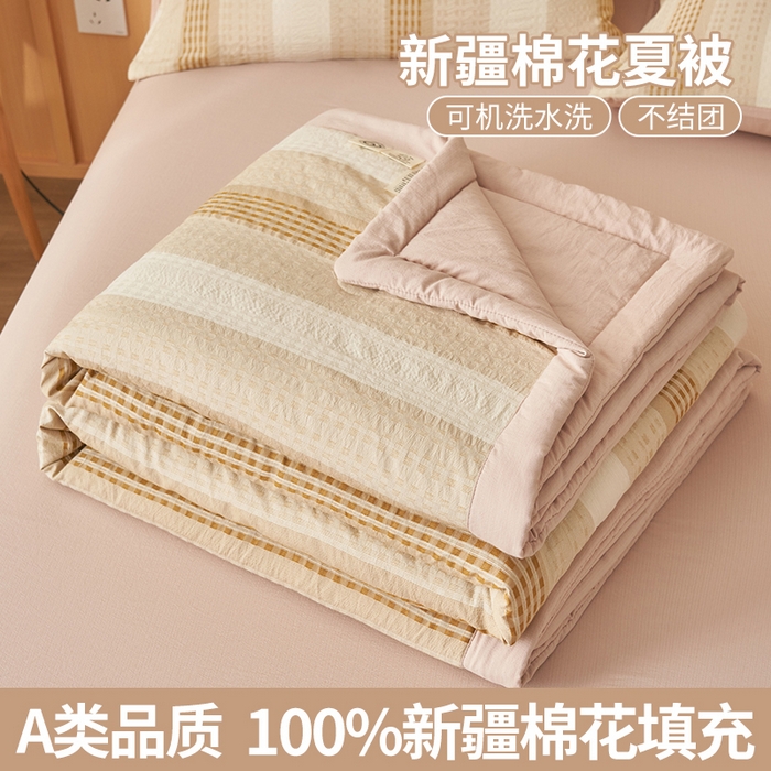 91家纺网 家纺一手货源 找家纺 简如 2026新款色织提花新疆棉花夏凉被四件套-织雅系列 织雅-驼