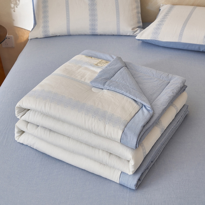 91家纺网 家纺一手货源 找家纺 （总）简如 2026新款里外全棉色织提花新疆棉花夏凉被四件套详-简条系列