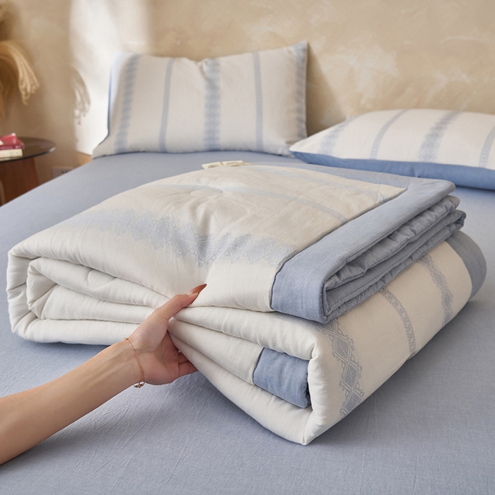 91家纺网 家纺一手货源 找家纺 （总）简如 2026新款里外全棉色织提花新疆棉花夏凉被四件套详-简条系列