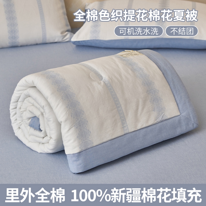 91家纺网 家纺一手货源 找家纺 （总）简如 2026新款里外全棉色织提花新疆棉花夏凉被四件套详-简条系列