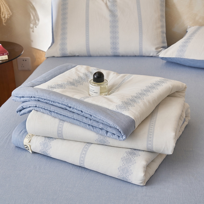 91家纺网 家纺一手货源 找家纺 （总）简如 2026新款里外全棉色织提花新疆棉花夏凉被四件套详-简条系列