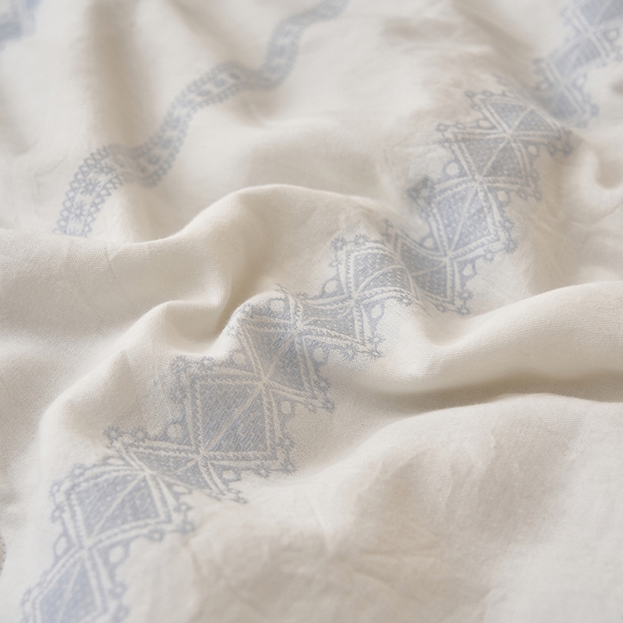 91家纺网 家纺一手货源 找家纺 简如 2026新款里外全棉色织提花新疆棉花夏凉被四件套详-简条系列 简条-蓝