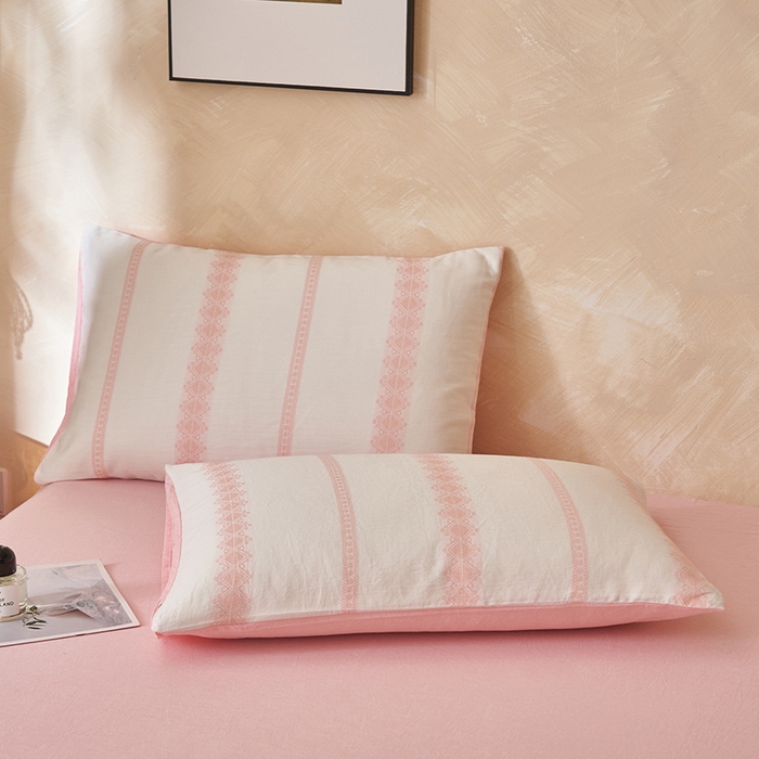 91家纺网 家纺一手货源 找家纺 简如 2026新款里外全棉色织提花新疆棉花夏凉被四件套详-简条系列 简条-粉