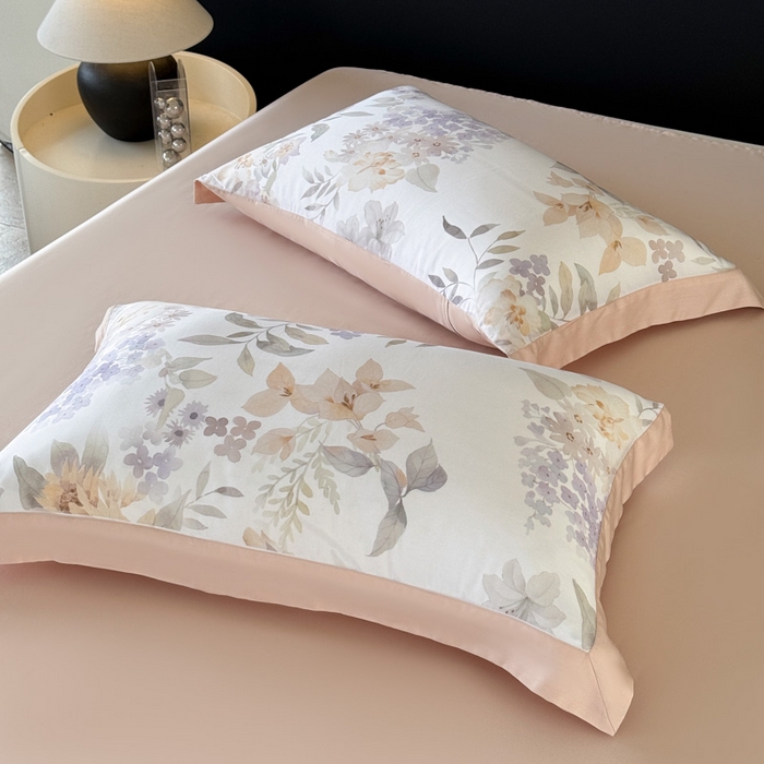 梵克保罗 2026新款莱赛尔单枕套枕套单件单品枕套 雾粉花信