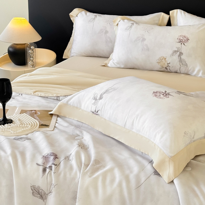 91家纺网 家纺一手货源 找家纺 （总）梵克保罗 2026春夏新款莱赛尔天丝夏被嵌绳款数码印花单夏被夏被四件套夏凉被单枕套