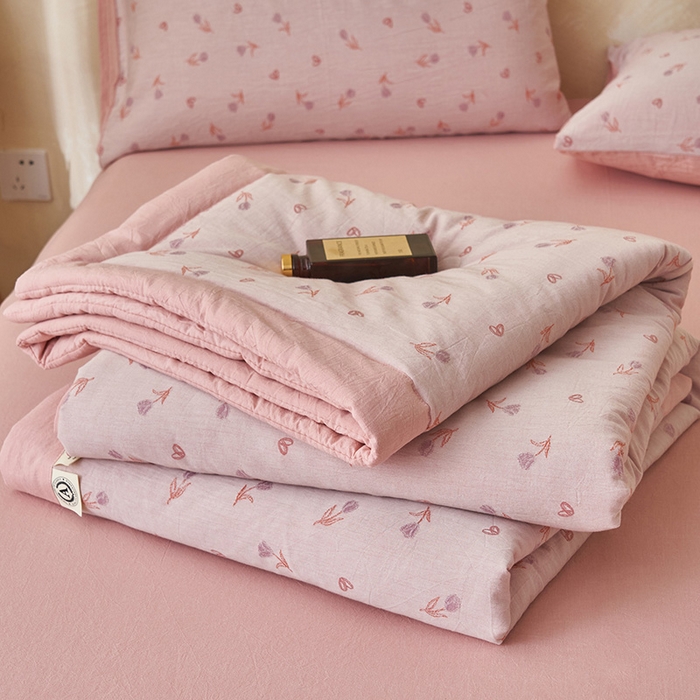 91家纺网 家纺一手货源 找家纺 （总）简如 2026新款全棉60提花里外纯棉棉花夏凉被四件套