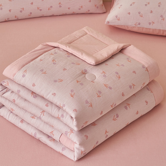 91家纺网 家纺一手货源 找家纺 （总）简如 2026新款全棉60提花里外纯棉棉花夏凉被四件套