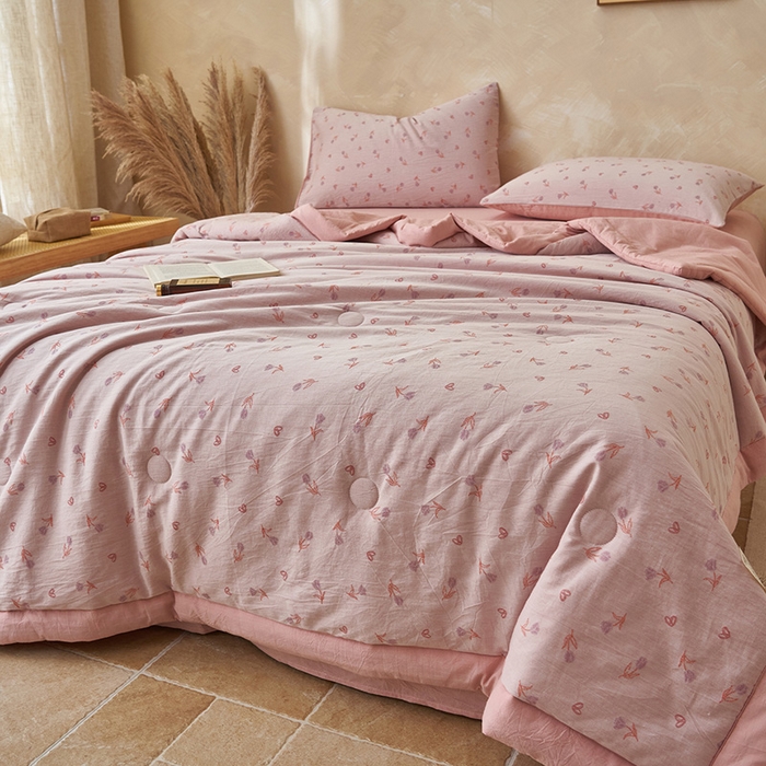 91家纺网 家纺一手货源 找家纺 （总）简如 2026新款全棉60提花里外纯棉棉花夏凉被四件套