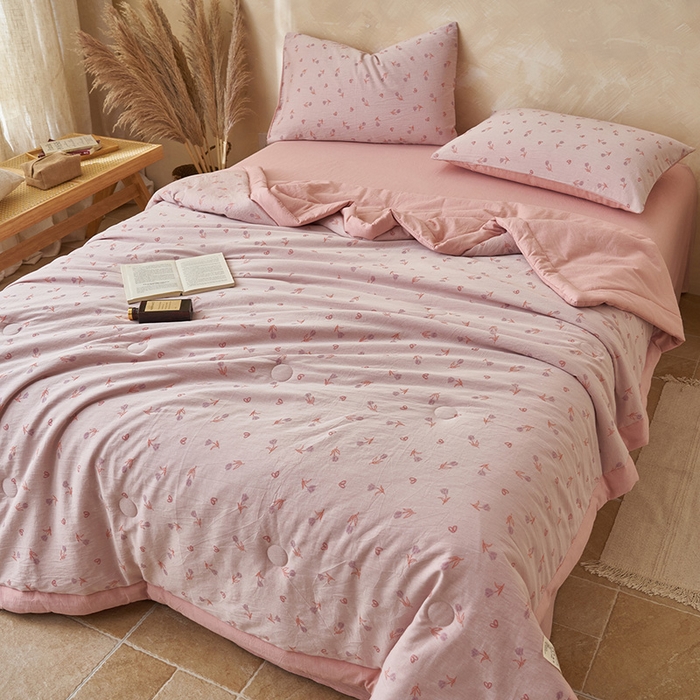 91家纺网 家纺一手货源 找家纺 （总）简如 2026新款全棉60提花里外纯棉棉花夏凉被四件套