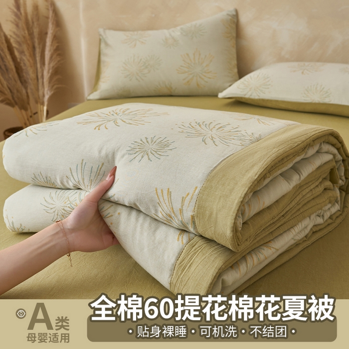 91家纺网 家纺一手货源 找家纺 （总）简如 2026新款全棉60提花里外纯棉棉花夏凉被四件套