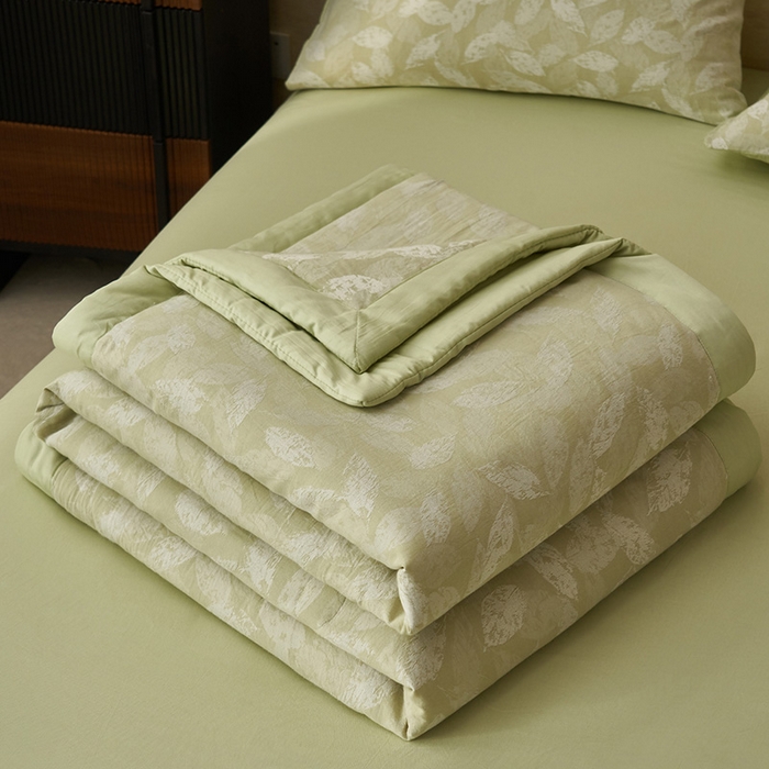 91家纺网 家纺一手货源 找家纺 简如 2026新款全棉60提花里外纯棉棉花夏凉被四件套 层林尽染-绿