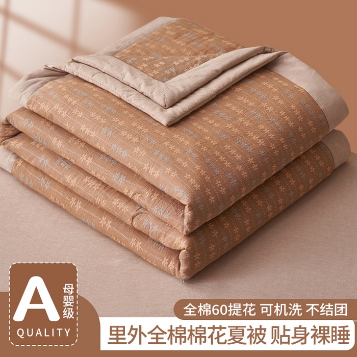 91家纺网 家纺一手货源 找家纺 简如 2026新款全棉60提花里外纯棉棉花夏凉被四件套 慧荣-驼米