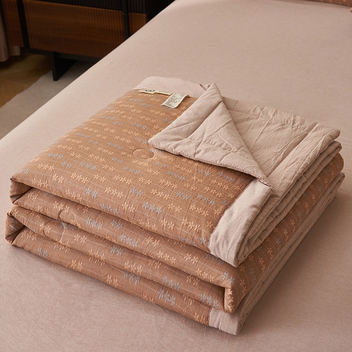 91家纺网 家纺一手货源 找家纺 简如 2026新款全棉60提花里外纯棉棉花夏凉被四件套 慧荣-驼米