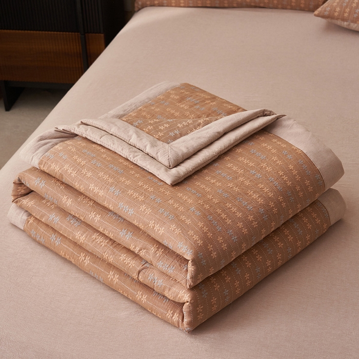 91家纺网 家纺一手货源 找家纺 简如 2026新款全棉60提花里外纯棉棉花夏凉被四件套 慧荣-驼米