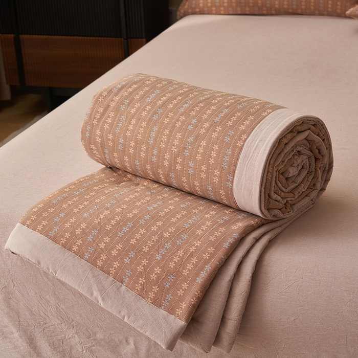 91家纺网 家纺一手货源 找家纺 简如 2026新款全棉60提花里外纯棉棉花夏凉被四件套 慧荣-驼米