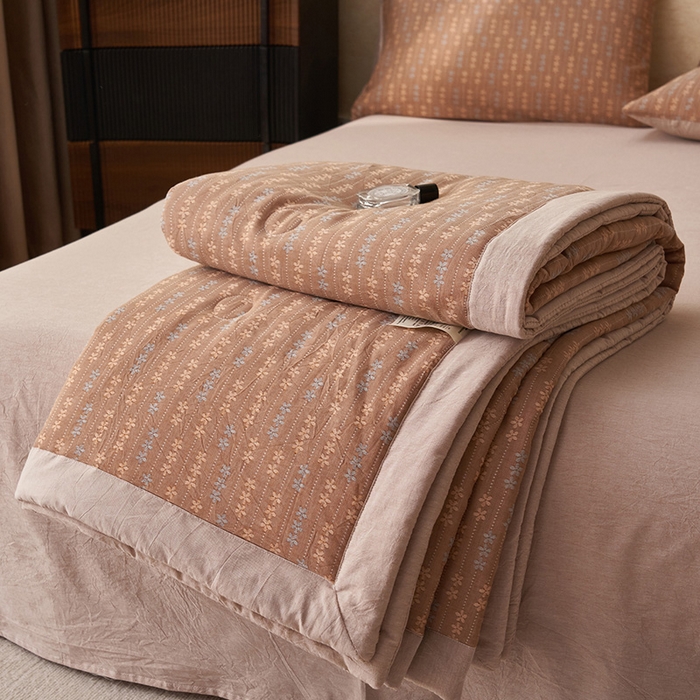 91家纺网 家纺一手货源 找家纺 简如 2026新款全棉60提花里外纯棉棉花夏凉被四件套 慧荣-驼米