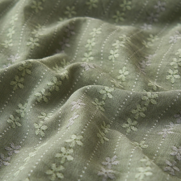 91家纺网 家纺一手货源 找家纺 简如 2026新款全棉60提花里外纯棉棉花夏凉被四件套 慧荣-香草绿
