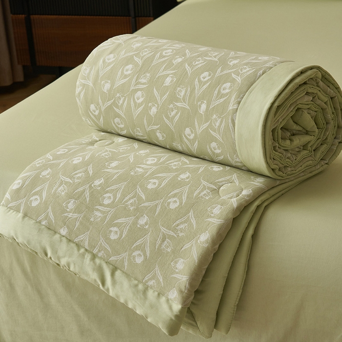 91家纺网 家纺一手货源 找家纺 简如 2026新款全棉60提花里外纯棉棉花夏凉被四件套 月光集-绿