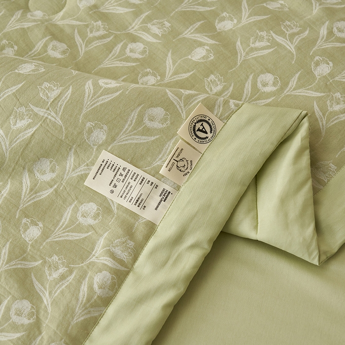 91家纺网 家纺一手货源 找家纺 简如 2026新款全棉60提花里外纯棉棉花夏凉被四件套 月光集-绿