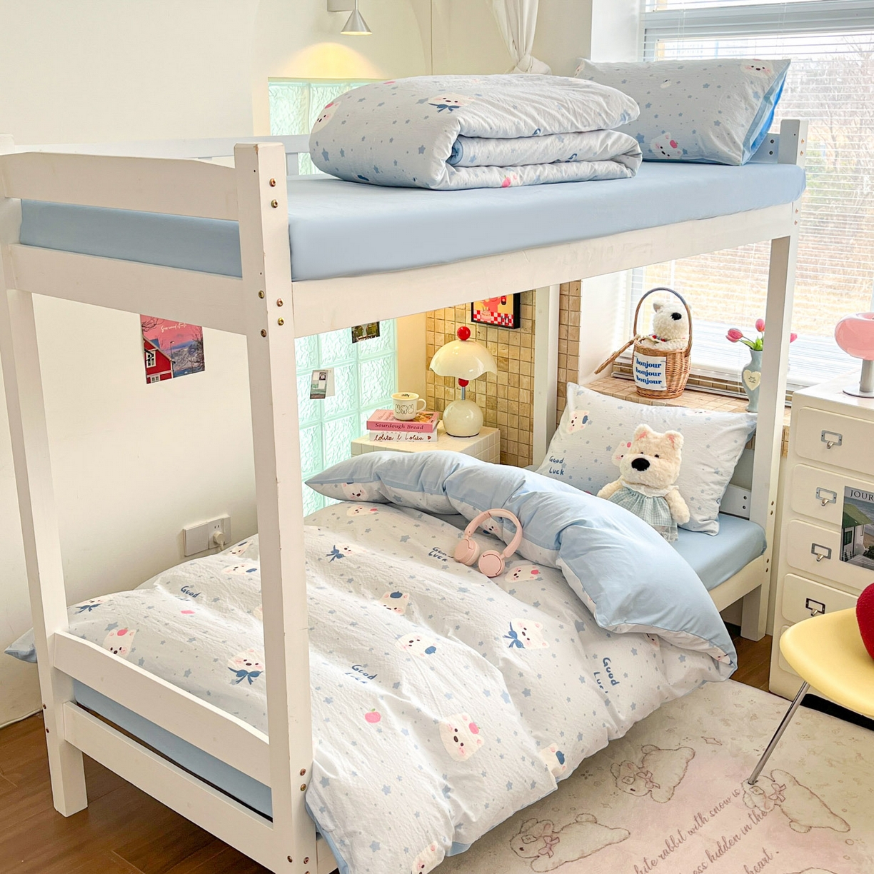 91家纺网 家纺一手货源 找家纺 （总）川悦生活 【提供买家秀】2026新款云感双层纱木棉学生床笠套件