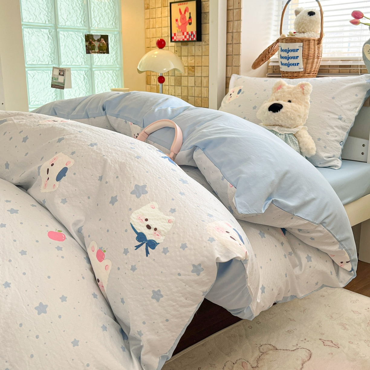 91家纺网 家纺一手货源 找家纺 （总）川悦生活 【提供买家秀】2026新款云感双层纱木棉学生床笠套件