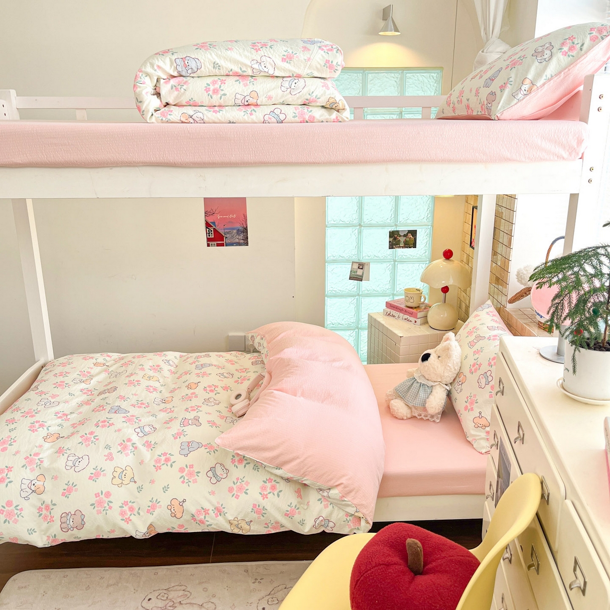 91家纺网 家纺一手货源 找家纺 川悦生活 【提供买家秀】2026新款云感双层纱木棉学生床笠套件 花都小狗