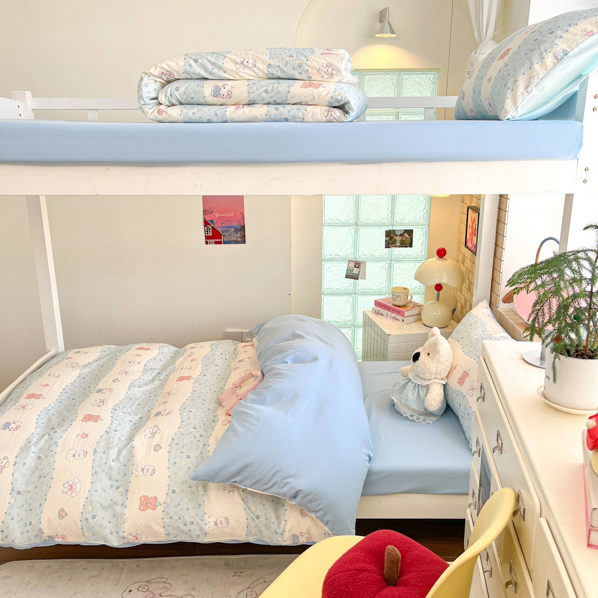 91家纺网 家纺一手货源 找家纺 川悦生活 【提供买家秀】2026新款云感双层纱木棉学生床笠套件 花田乐园