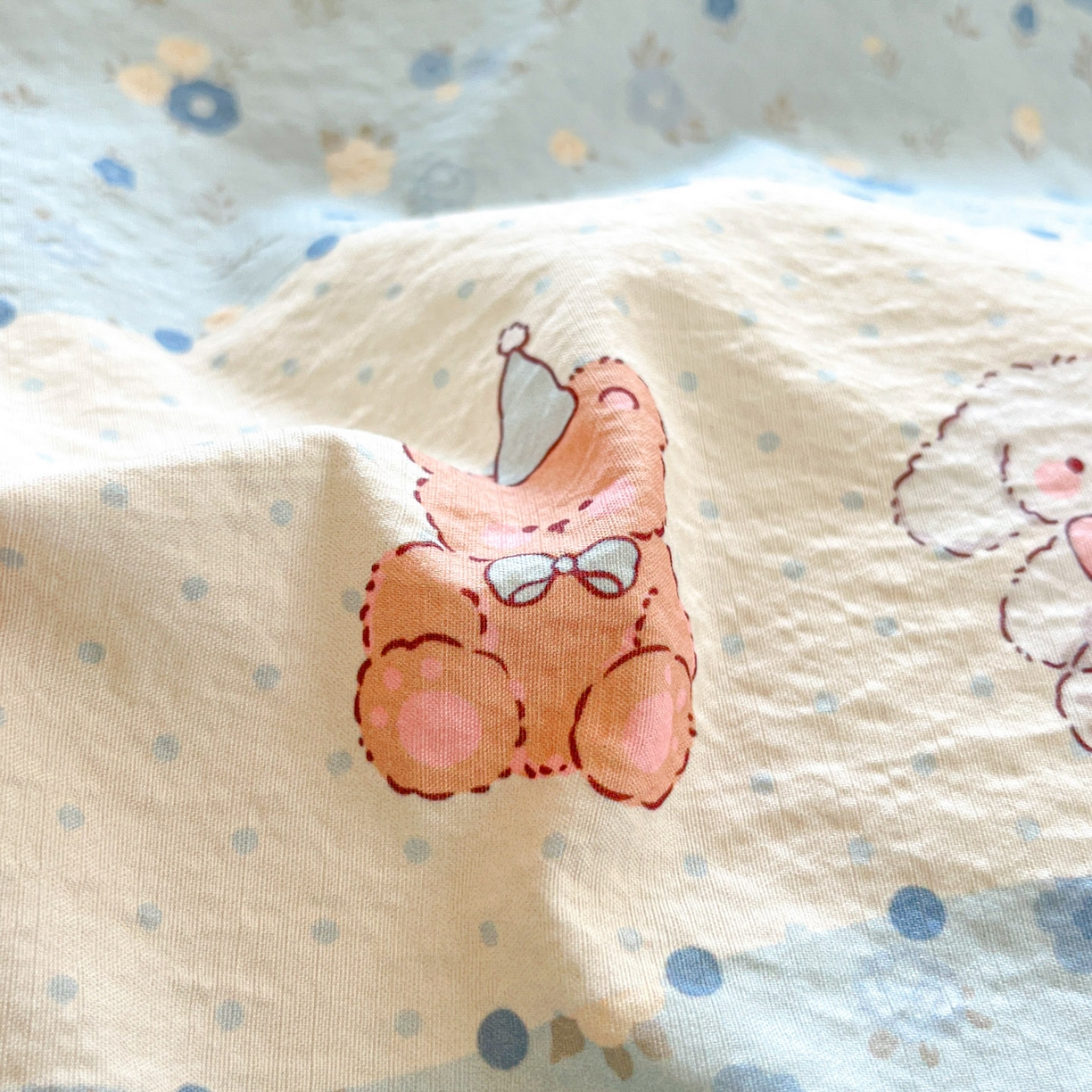 91家纺网 家纺一手货源 找家纺 川悦生活 【提供买家秀】2026新款云感双层纱木棉学生床笠套件 花田乐园