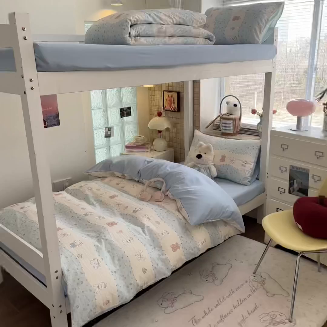 91家纺网 家纺一手货源 找家纺 川悦生活 【提供买家秀】2026新款云感双层纱木棉学生床笠套件 花田乐园