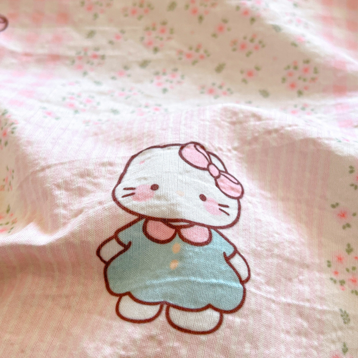 91家纺网 家纺一手货源 找家纺 川悦生活 【提供买家秀】2026新款云感双层纱木棉学生床笠套件 奶油糕糕喵