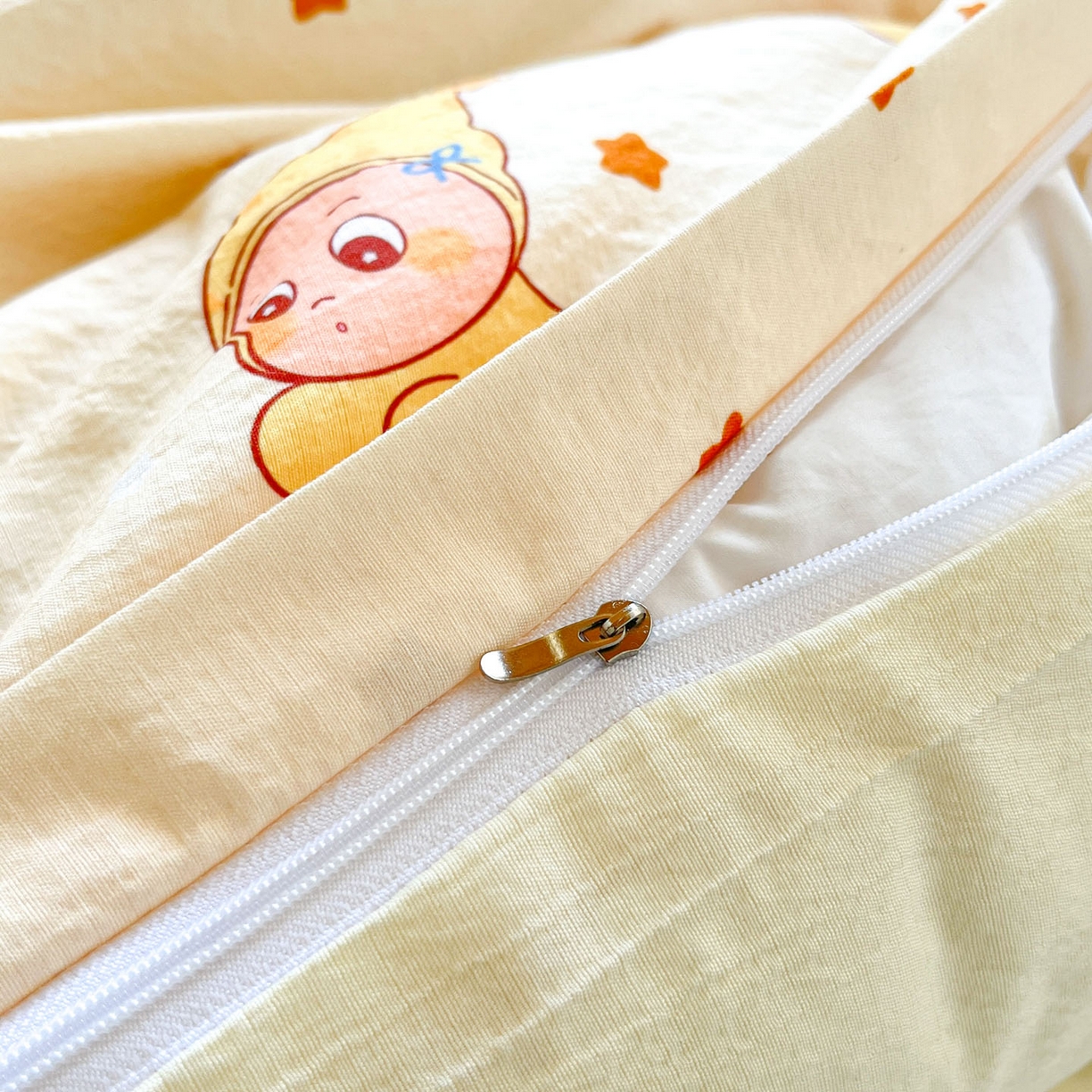 91家纺网 家纺一手货源 找家纺 川悦生活 【提供买家秀】2026新款云感双层纱木棉学生床笠套件 恰星星