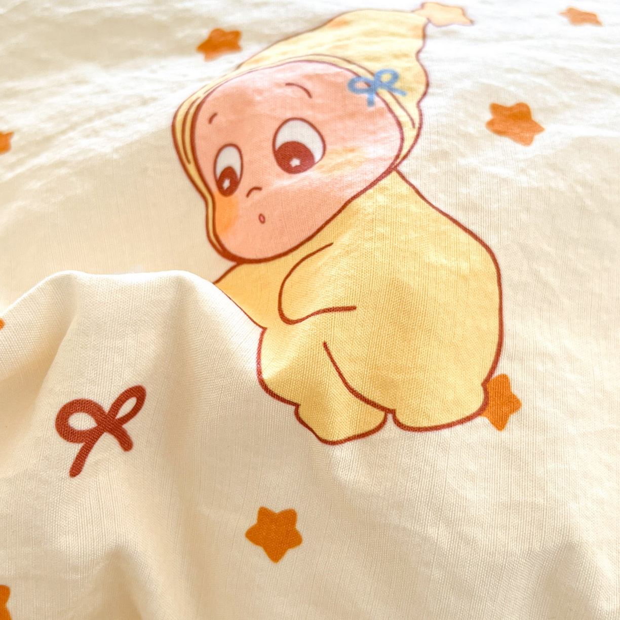 91家纺网 家纺一手货源 找家纺 川悦生活 【提供买家秀】2026新款云感双层纱木棉学生床笠套件 恰星星