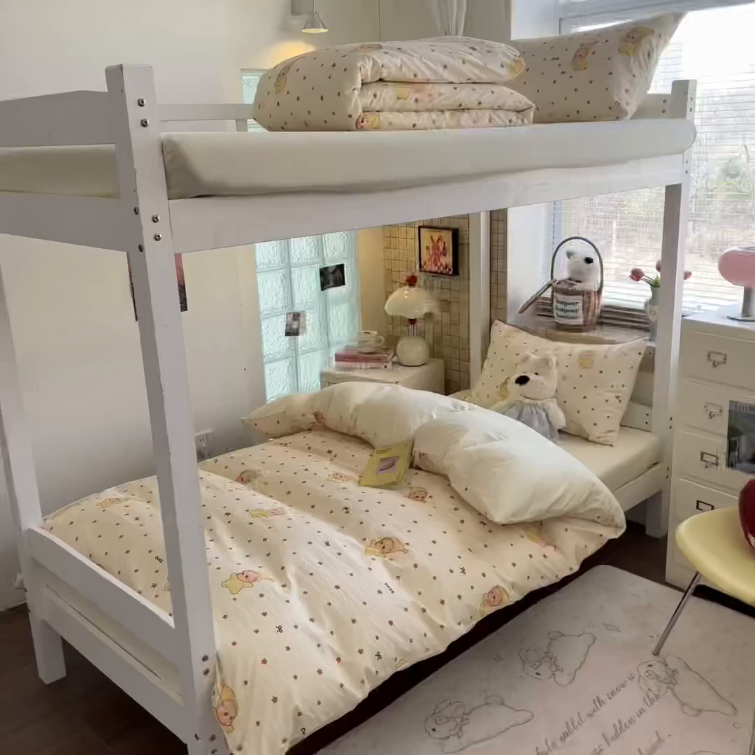 91家纺网 家纺一手货源 找家纺 川悦生活 【提供买家秀】2026新款云感双层纱木棉学生床笠套件 恰星星