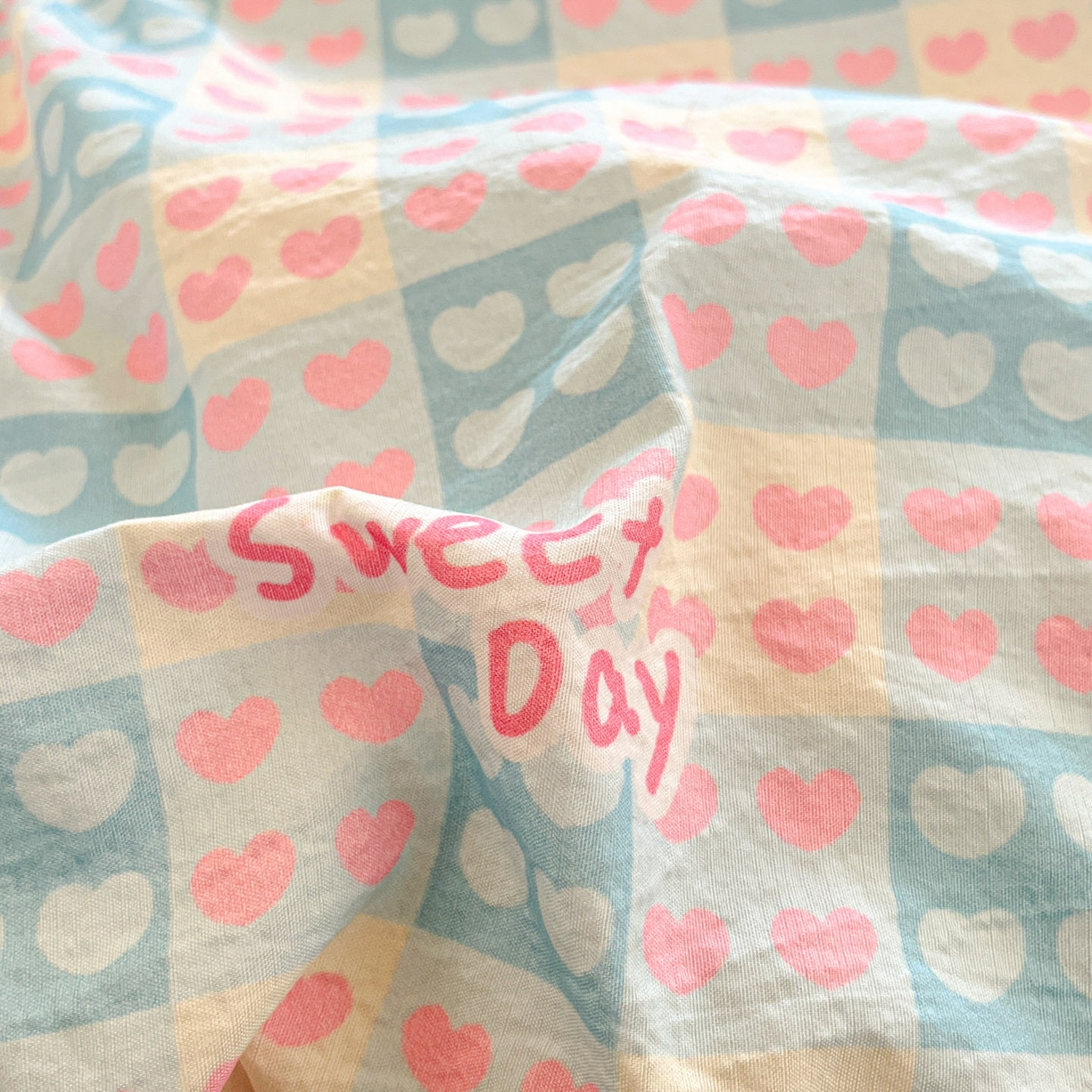 91家纺网 家纺一手货源 找家纺 川悦生活 【提供买家秀】2026新款云感双层纱木棉学生床笠套件 甜梦心愿