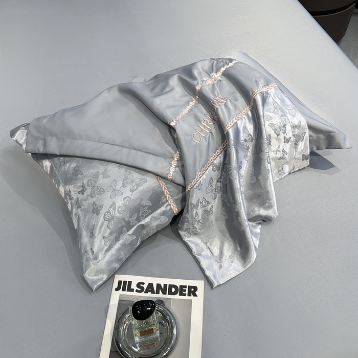 91家纺网 家纺一手货源 找家纺 金牛座家纺 2026新款水洗丝柔提花夏被空调被四件套 忆夏-高级灰