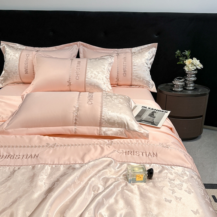 91家纺网 家纺一手货源 找家纺 金牛座家纺 2026新款水洗丝柔提花夏被空调被四件套 忆夏-浅粉