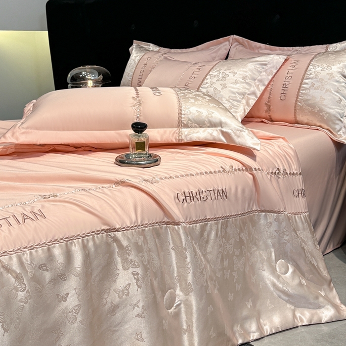 91家纺网 家纺一手货源 找家纺 金牛座家纺 2026新款水洗丝柔提花夏被空调被四件套 忆夏-浅粉