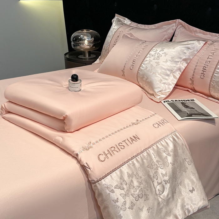 91家纺网 家纺一手货源 找家纺 金牛座家纺 2026新款水洗丝柔提花夏被空调被四件套 忆夏-浅粉