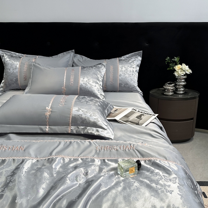 91家纺网 家纺一手货源 找家纺 金牛座家纺 2026新款水洗丝柔提花夏被空调被四件套 忆夏-高级灰